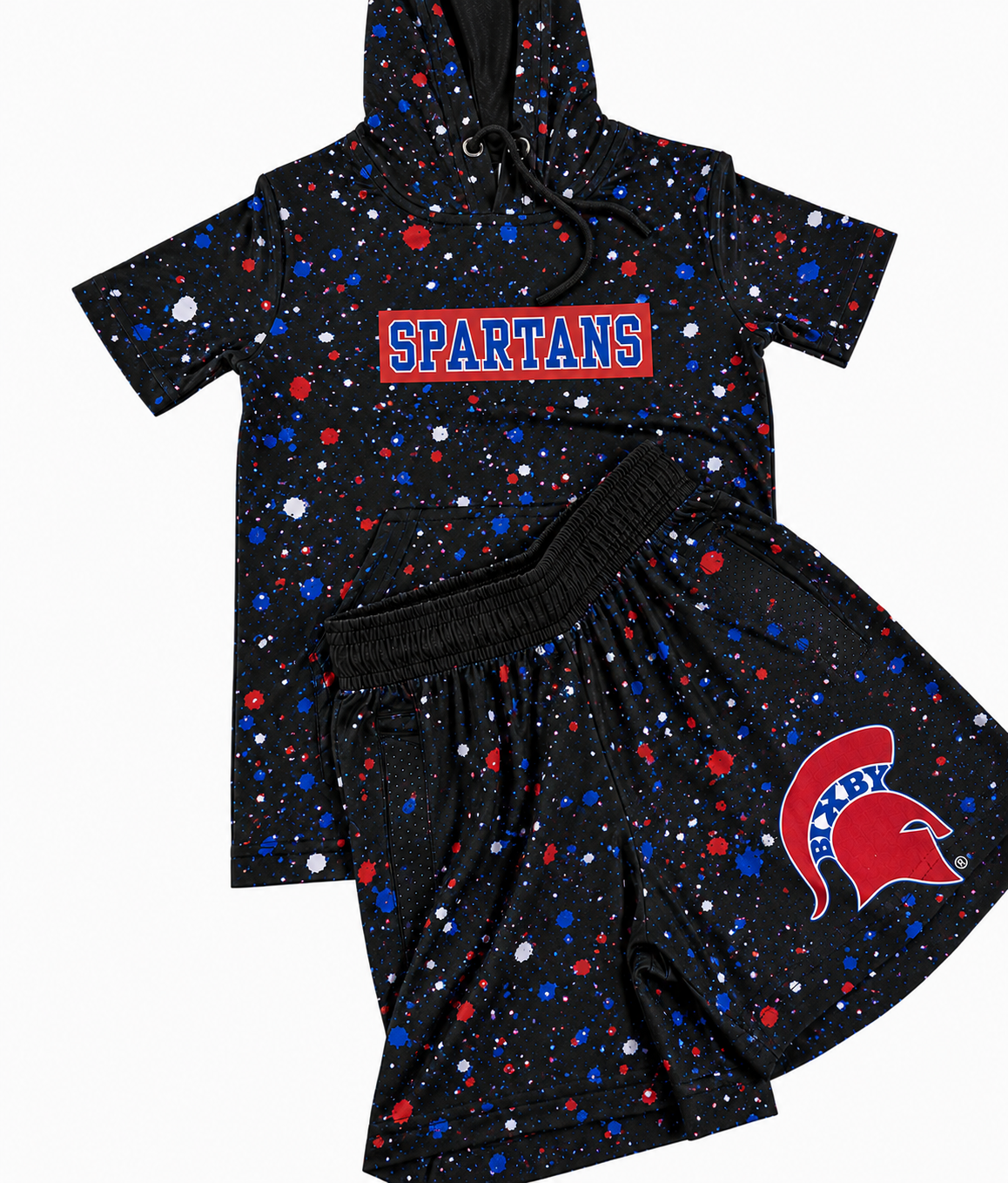 BW26-SHORT SLEEVE HOODED SPARTAN SPLATTER SET- PREORDER
