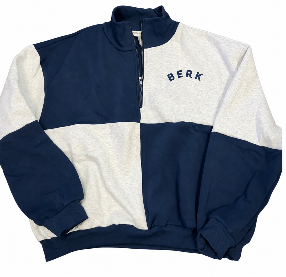 BERK Navy Checkered Zip