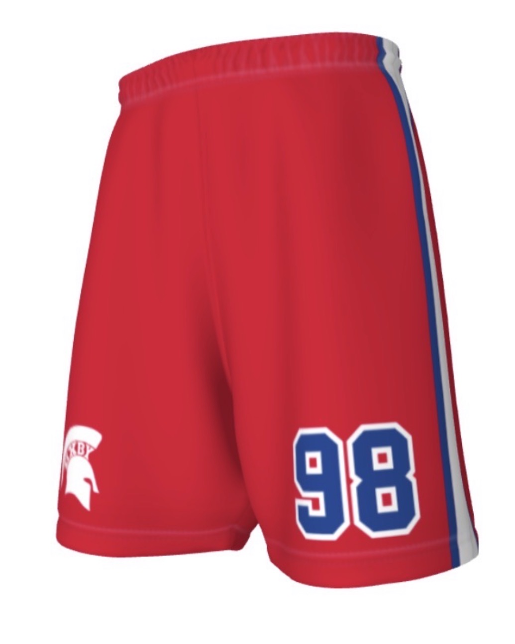 BW26- BIXBY NUMBER SHORTS - RED SHORTS / BLUE NUMBER