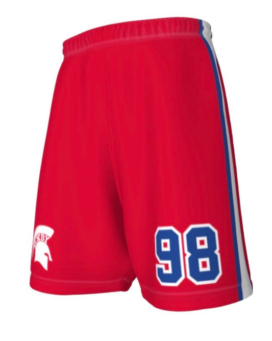 BW26- BIXBY NUMBER SHORTS - RED SHORTS / BLUE NUMBER