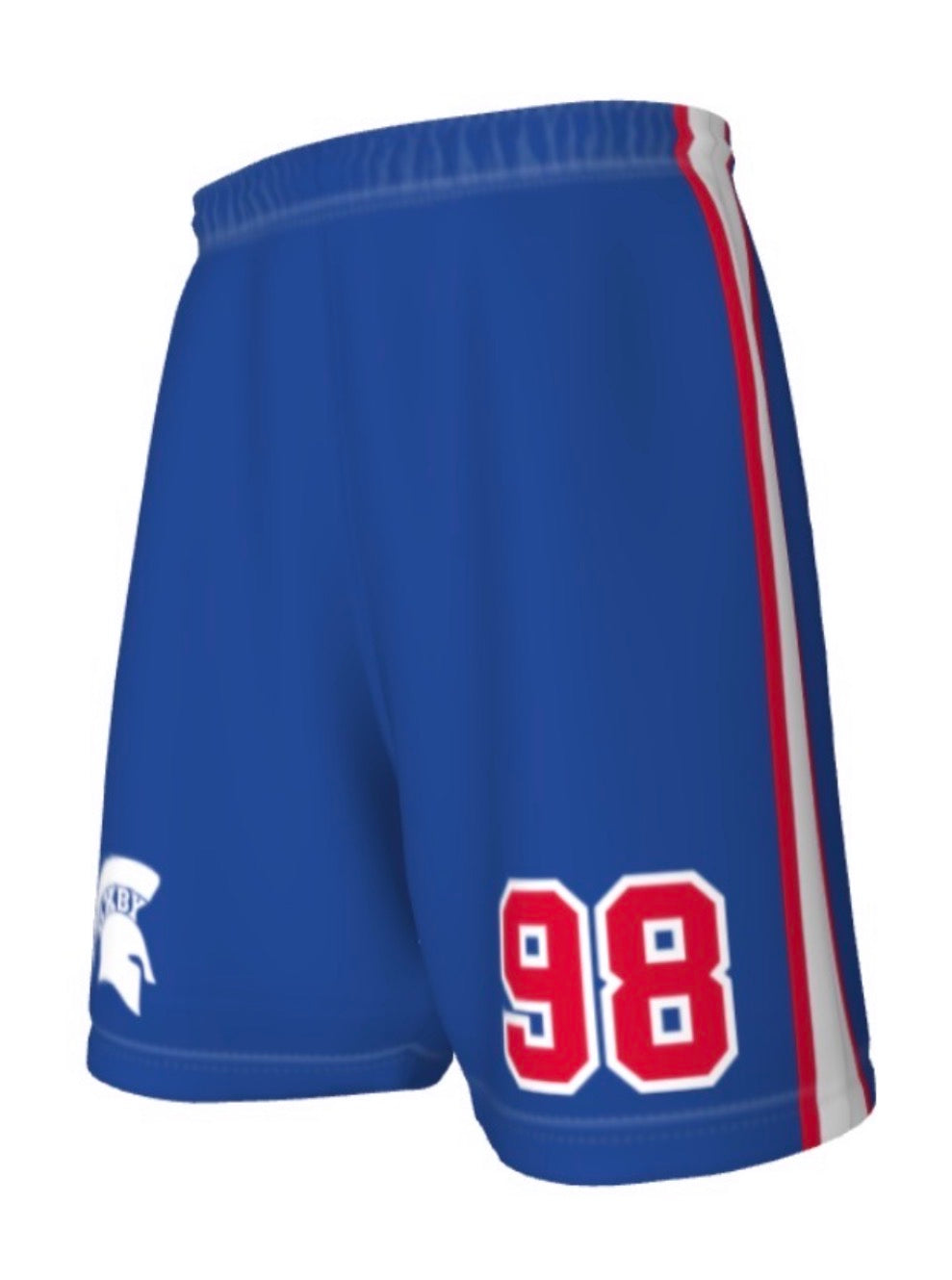 BW26- BIXBY NUMBER SHORTS - BLUE SHORTS / RED NUMBER