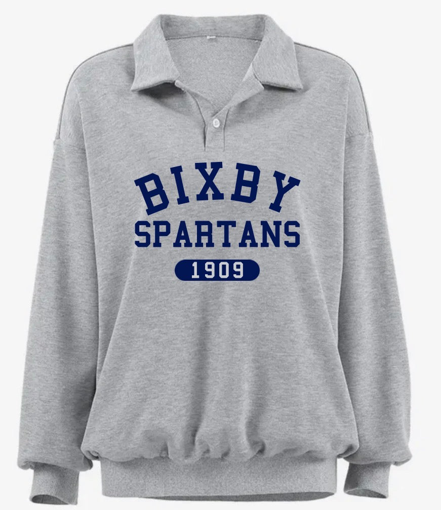 BW26- VINTAGE TERRY CLOTH COLLARED LOOSE SWEATSHIRT