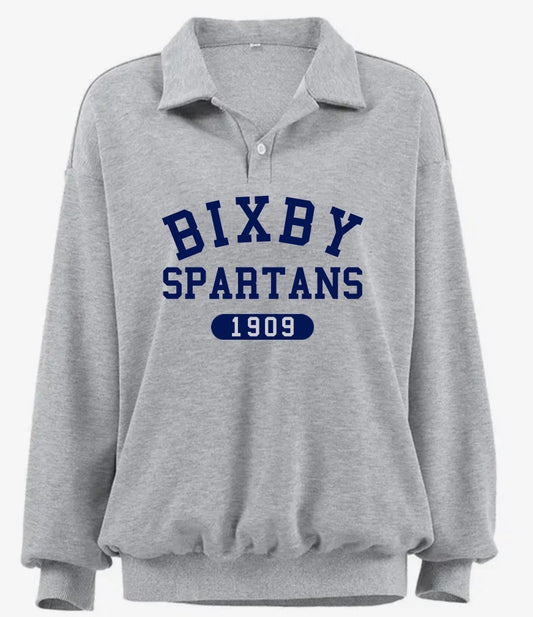 BW26- VINTAGE TERRY CLOTH COLLARED LOOSE SWEATSHIRT