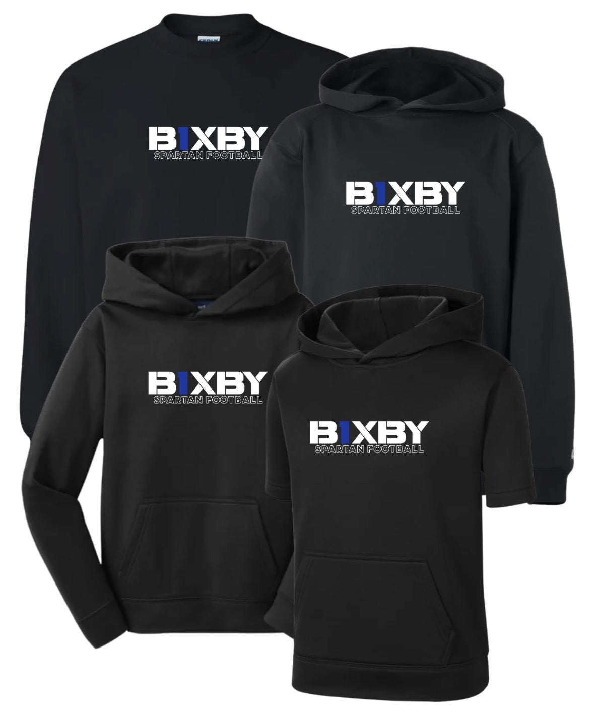 BF26 - Bixby Spartan Football - Fleece - Black / Blue