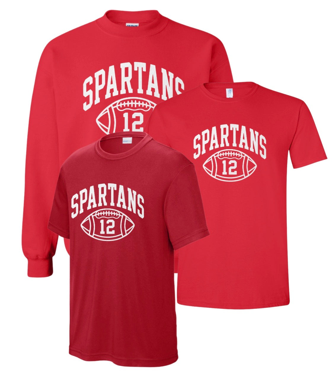 B1RF26 - Retro Spartans Football - Red - Personalized