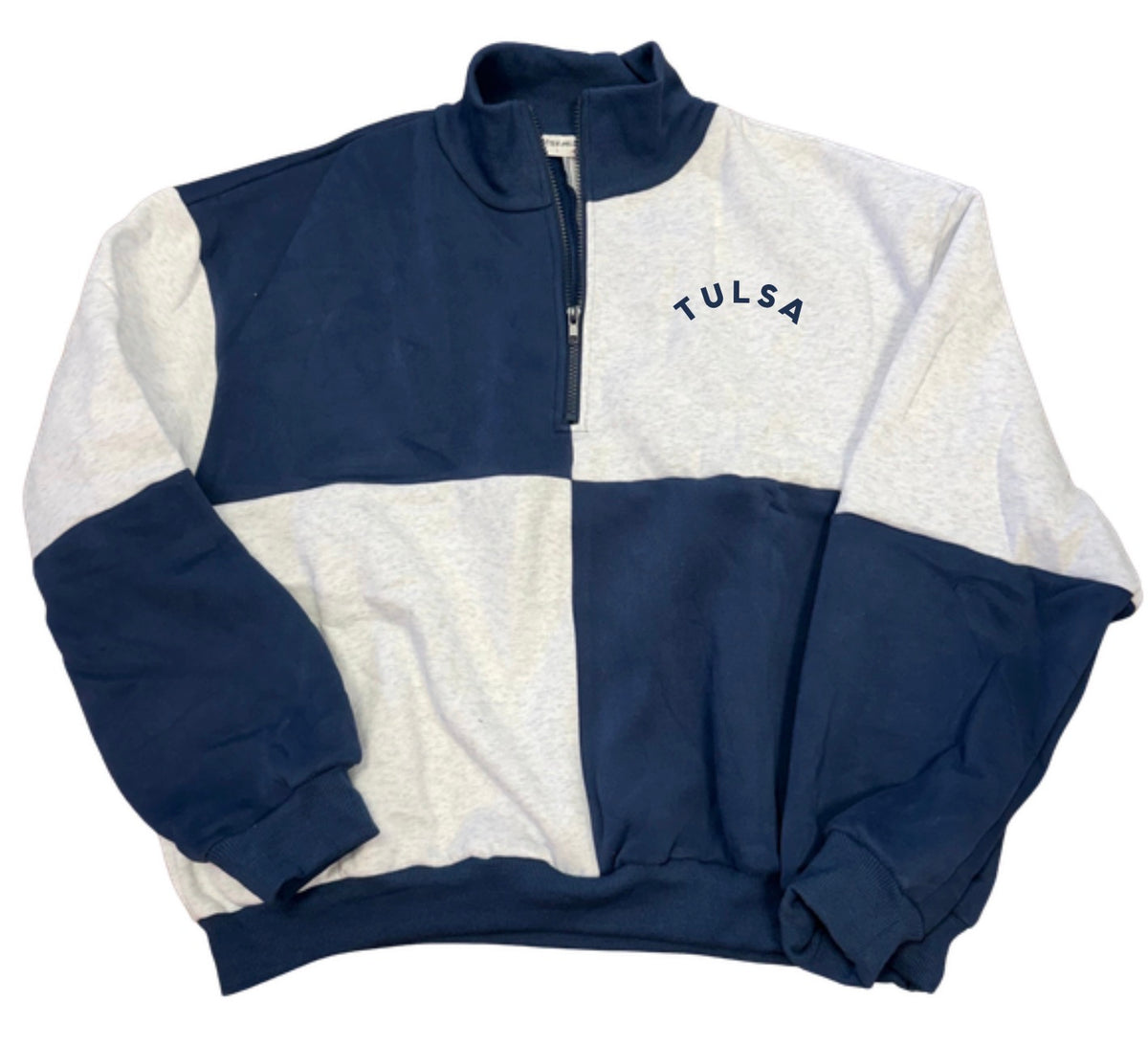 Navy Checkered Zip