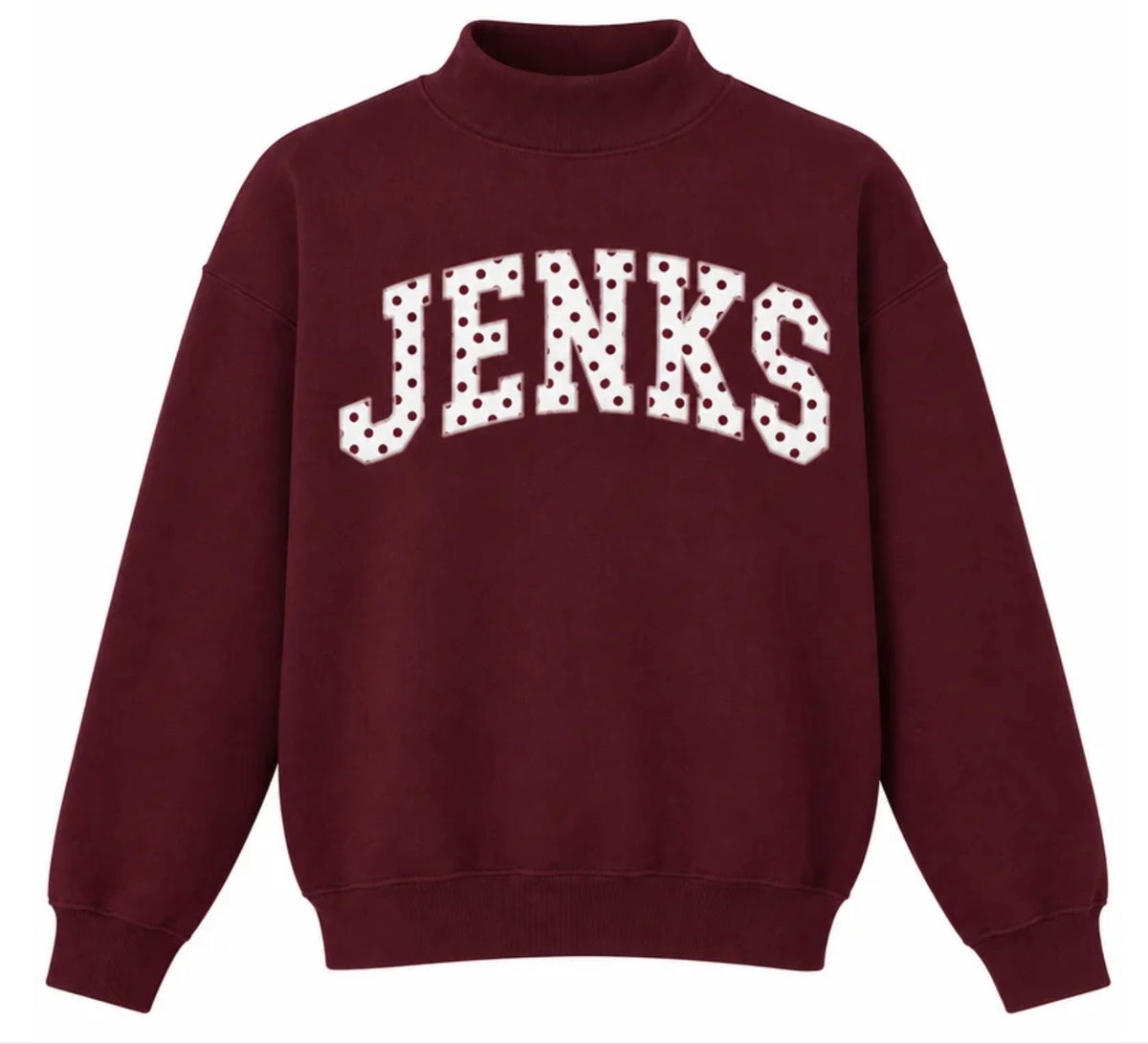 JFA26 - Jenks Polka Dot Appliqué Mock Neck - PREORDER