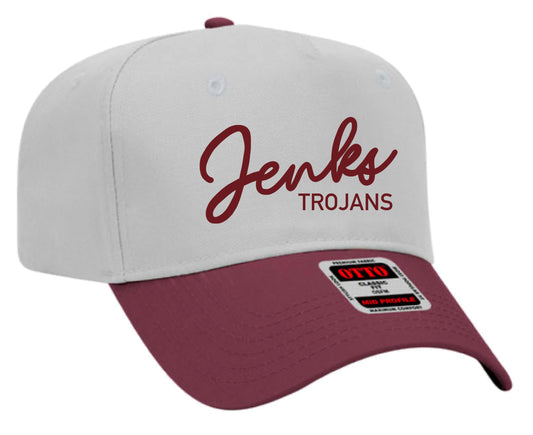 JVB - Jenks Trojans Embroidered 2 Tone Hat (White / Maroon)
