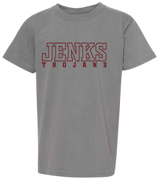 JVB - Jenks Trojans Maroon - Grey Shirt