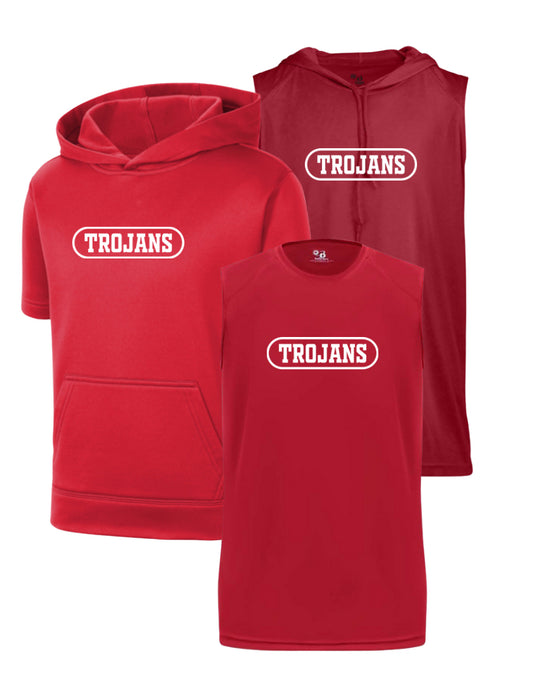 KTS25 Trojans Oval Red Hooded / Sleeveless
