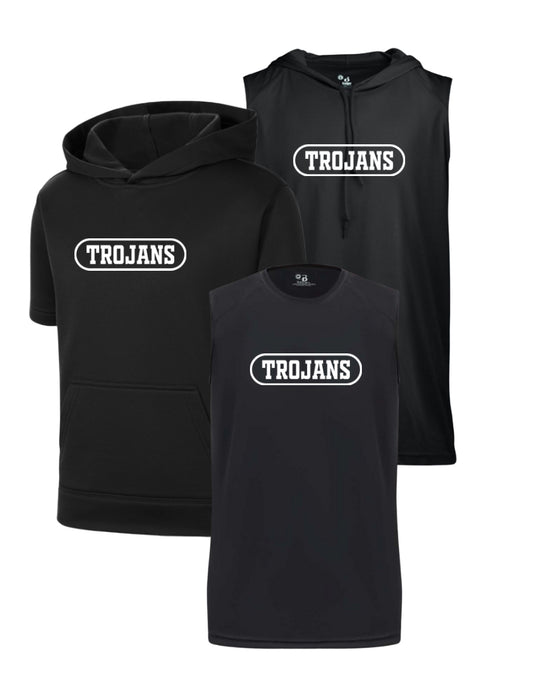 KTS25 Trojans Oval Black Hooded / Sleeveless