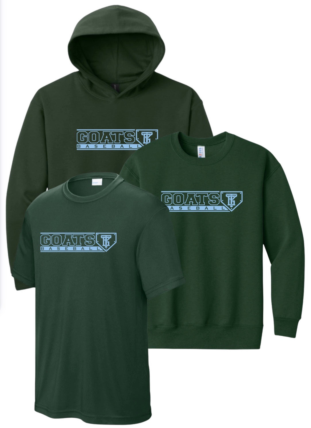 TYG26 - Goats Baseball - Dark Green / Baby Blue
