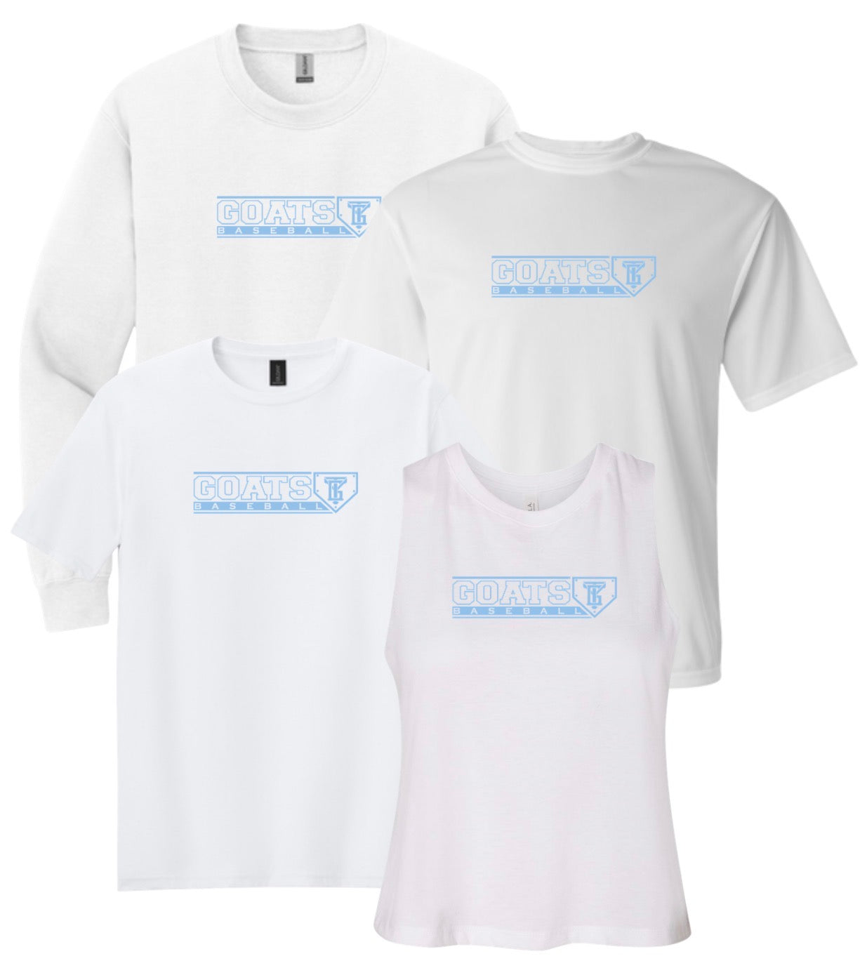 TYG26 - Goats Baseball - White / Baby Blue