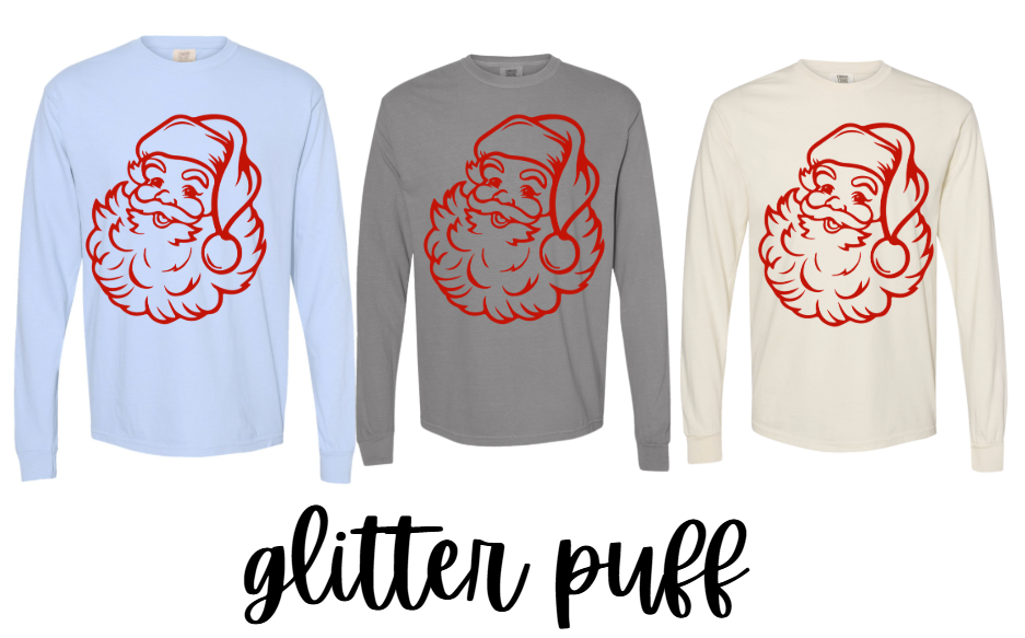 RC-Santa Long Sleeve Tee- Glitter Puff