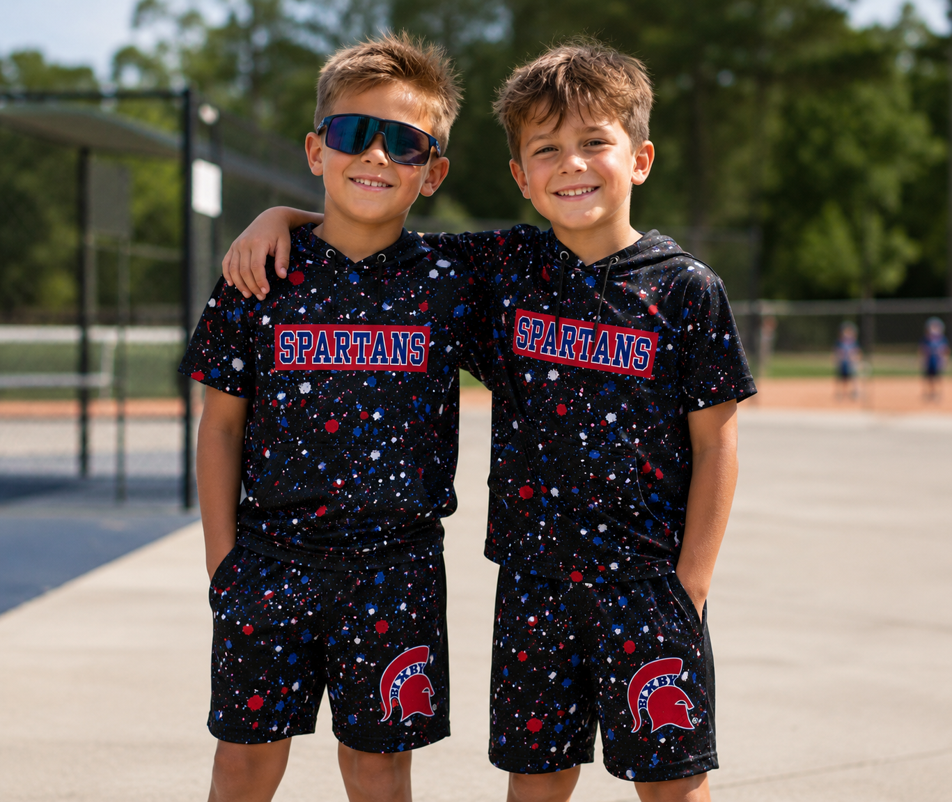 BW26-SHORT SLEEVE HOODED SPARTAN SPLATTER SET- PREORDER