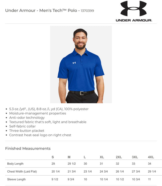 B1R26- UNDER ARMOUR MENS TECH POLO - RED