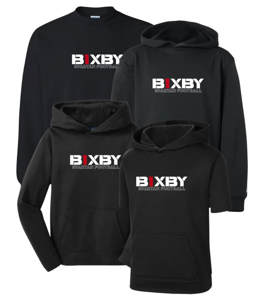 B1RF26 - Bixby Spartan Football - Fleece - Black / Red