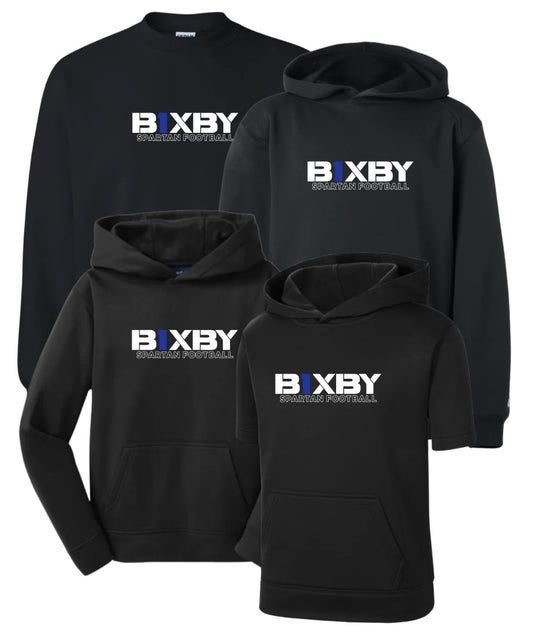B1RF26 - Bixby Spartan Football - Fleece - Black / Blue