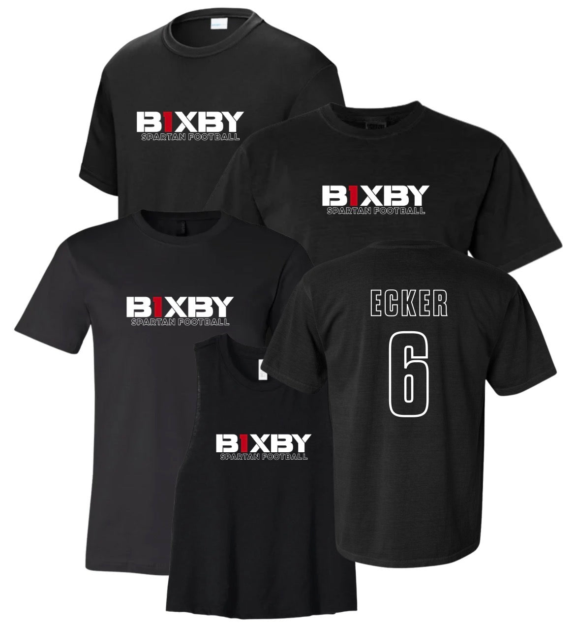 B1RF26 - Bixby Spartan Football - Black / Red - Personalized