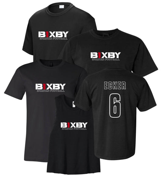 B1RF26 - Bixby Spartan Football - Black / Red - Personalized