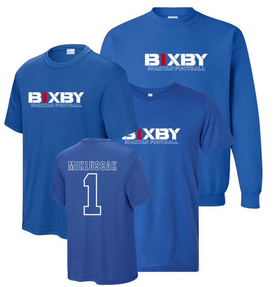 B1RF26 - Bixby Spartan Football - Blue - Personalized