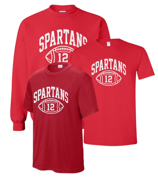B1RF26 - Retro Spartans Football - Red - Personalized