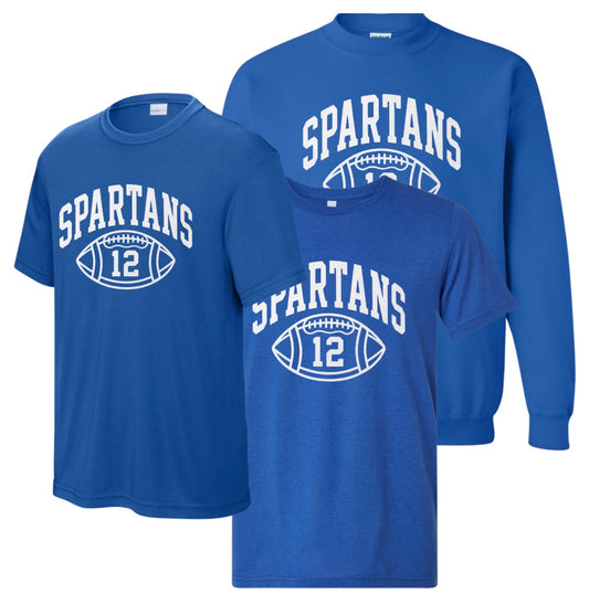 B1RF26 - Retro Spartans Football - Blue - Personalized