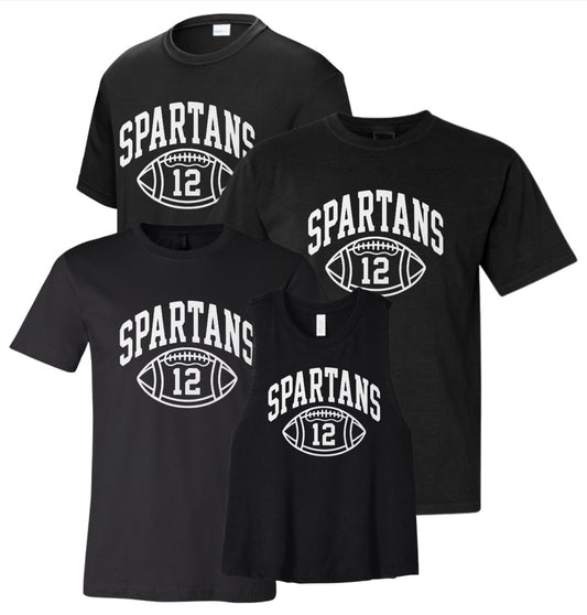 B1RF26 - Retro Spartans Football - Black - Personalized