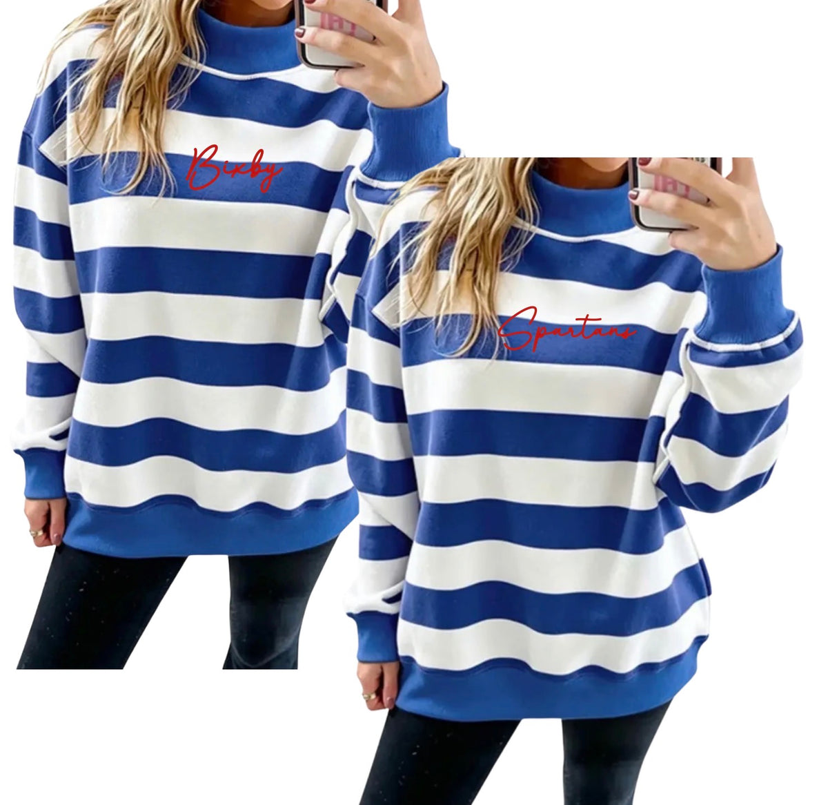 BWE26 - Blue Stripe Mock Neck - Relaxed Fit