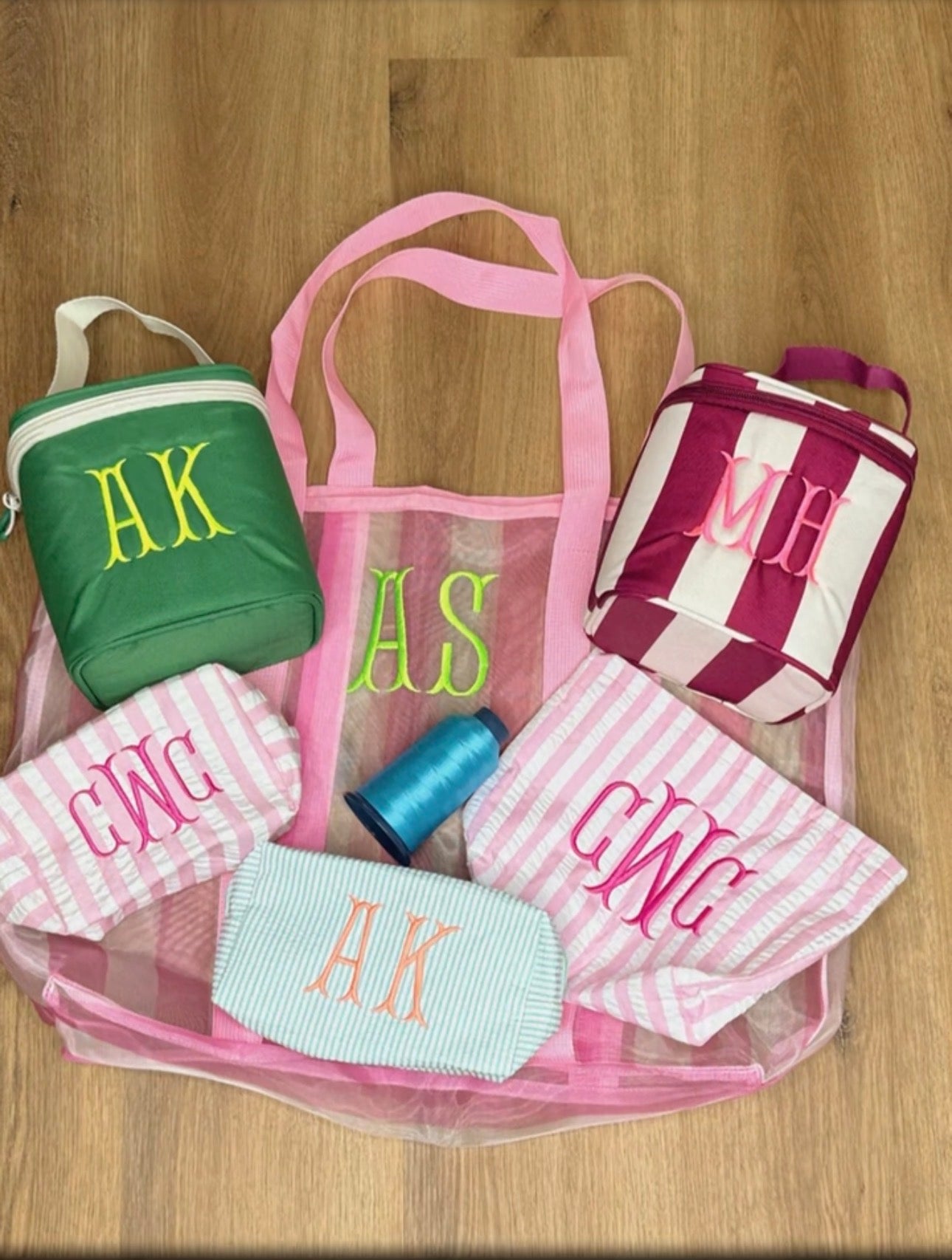 Embroidered Totes/Mini Cooler/Toiletry/Make Up Bags