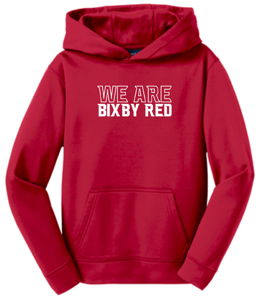 B3R25 We Are Bixby Red FLEECE - White Design