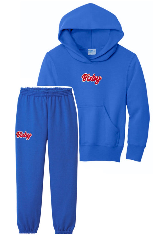 BWE26 - Blue Embroidered Bixby Hoodie Sweatset