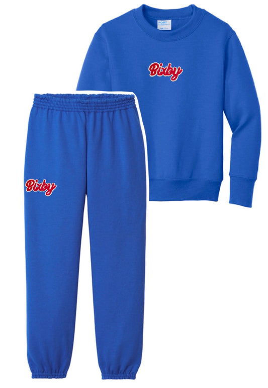 BWE26 - Blue Embroidered Bixby Sweatshirt Sweatset
