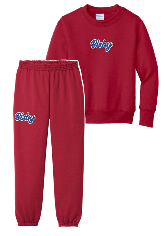 BWE26 - Red Embroidered Bixby Sweatshirt Sweatset