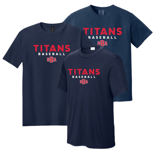 BBA Titans Baseball - Navy Tees