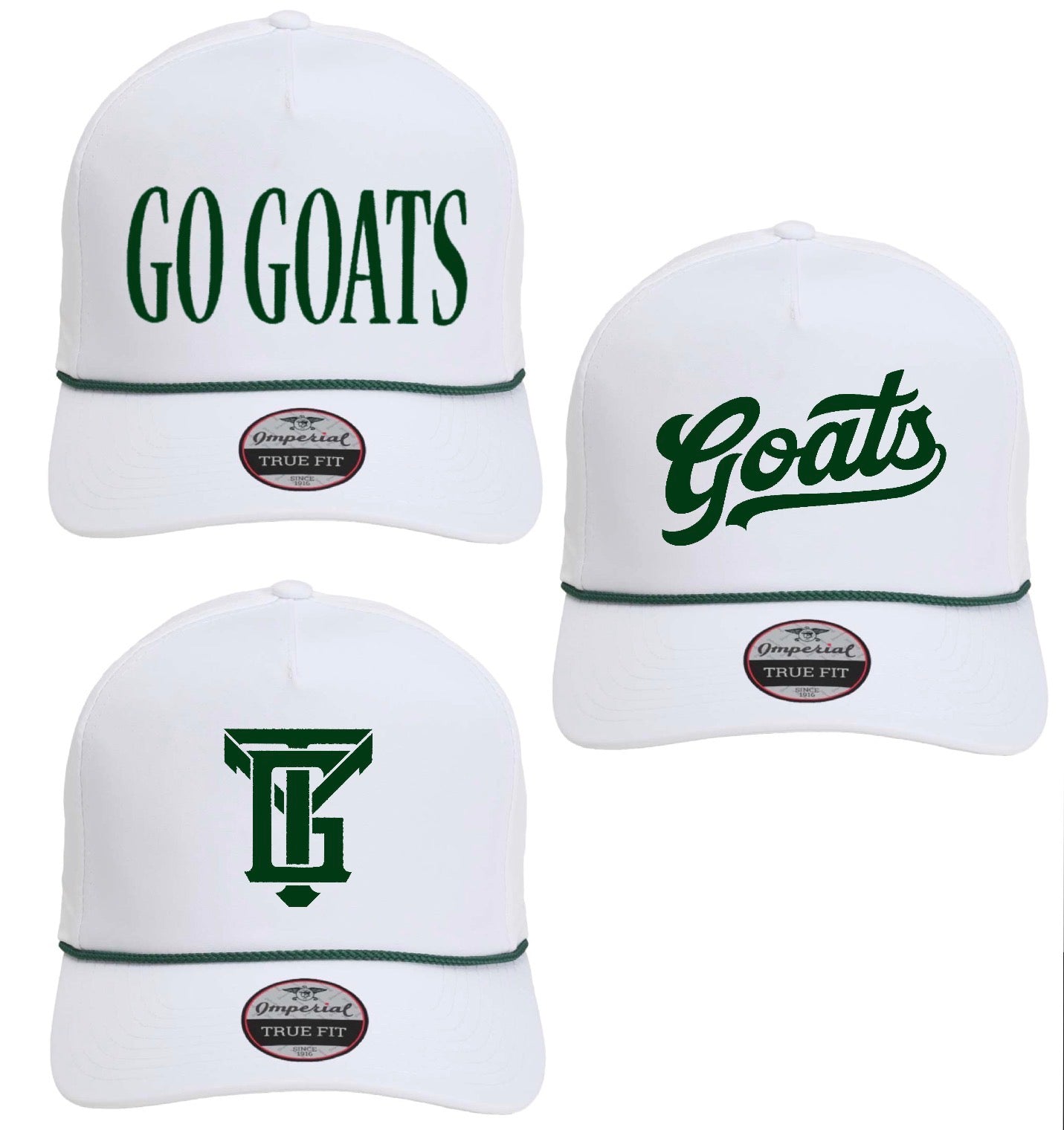 TYG26 - White / Dark Green Rope Imperial Hats