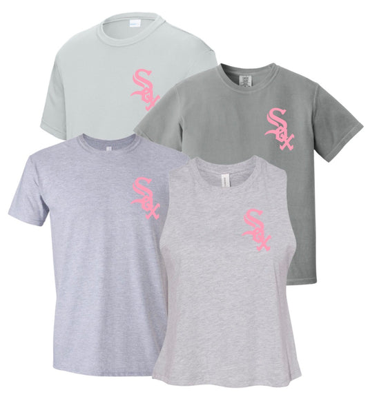 PSK26 - Pink Sox Pocket Logo - Grey