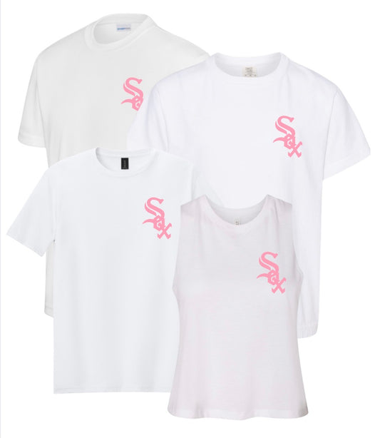 PSK26 - Pink Sox Pocket Logo - White