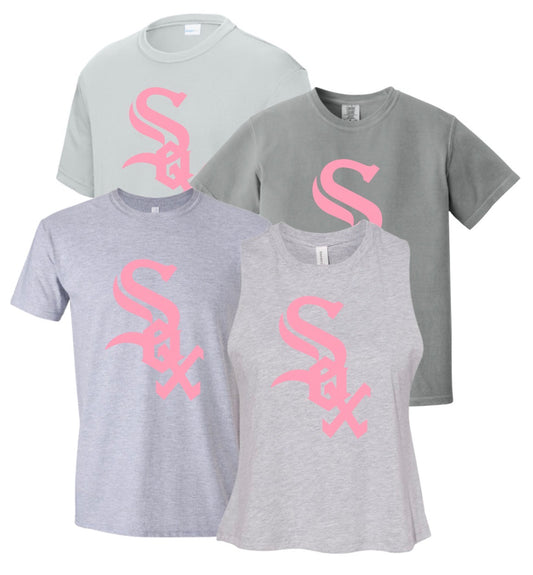 PSK26 - Pink Sox Big Logo - Grey