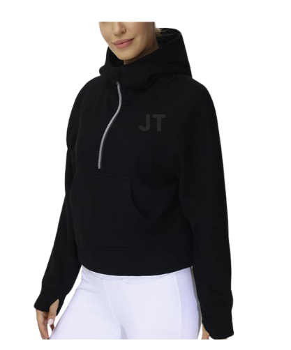 JC25-Jenks Suba Waist Length 3/4  Hoodie -BLACK