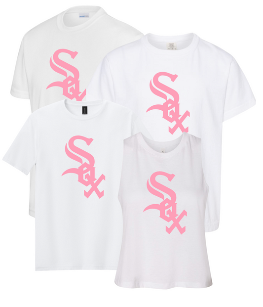 PSK26 - Pink Sox Big Logo - White